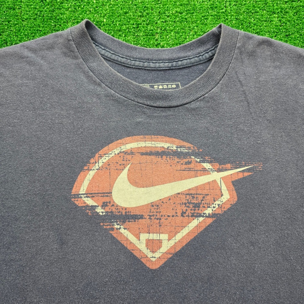 Nike Baseball Tshirt‎ Mens Large Blue Faded Vintage Y2K Graphic Sports Tee - Picture 2 of 7